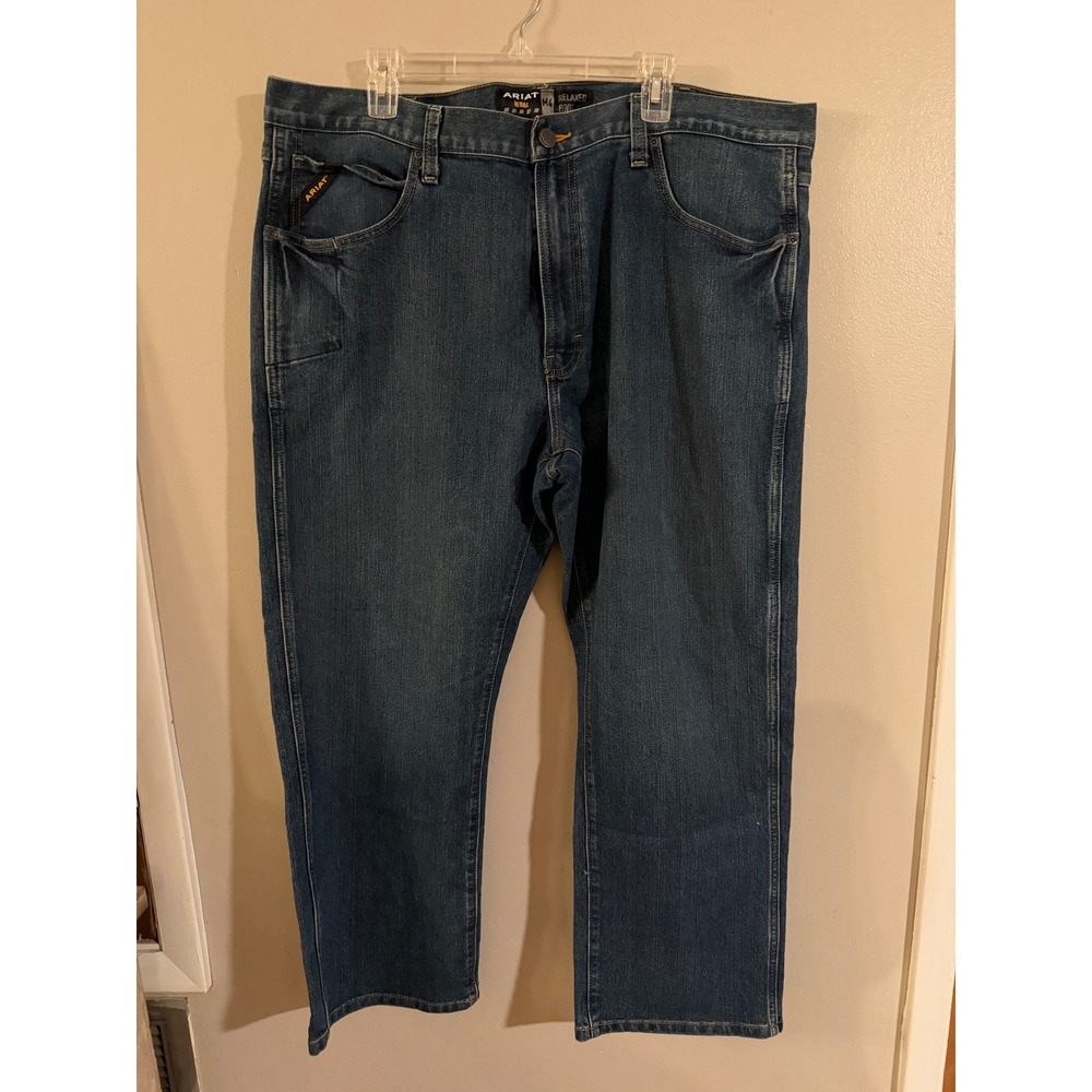 Ariat M4 Rebar Relaxed Boot Cut Jeans Mens 42x30 Medium Wash Denim Work‎ Pants